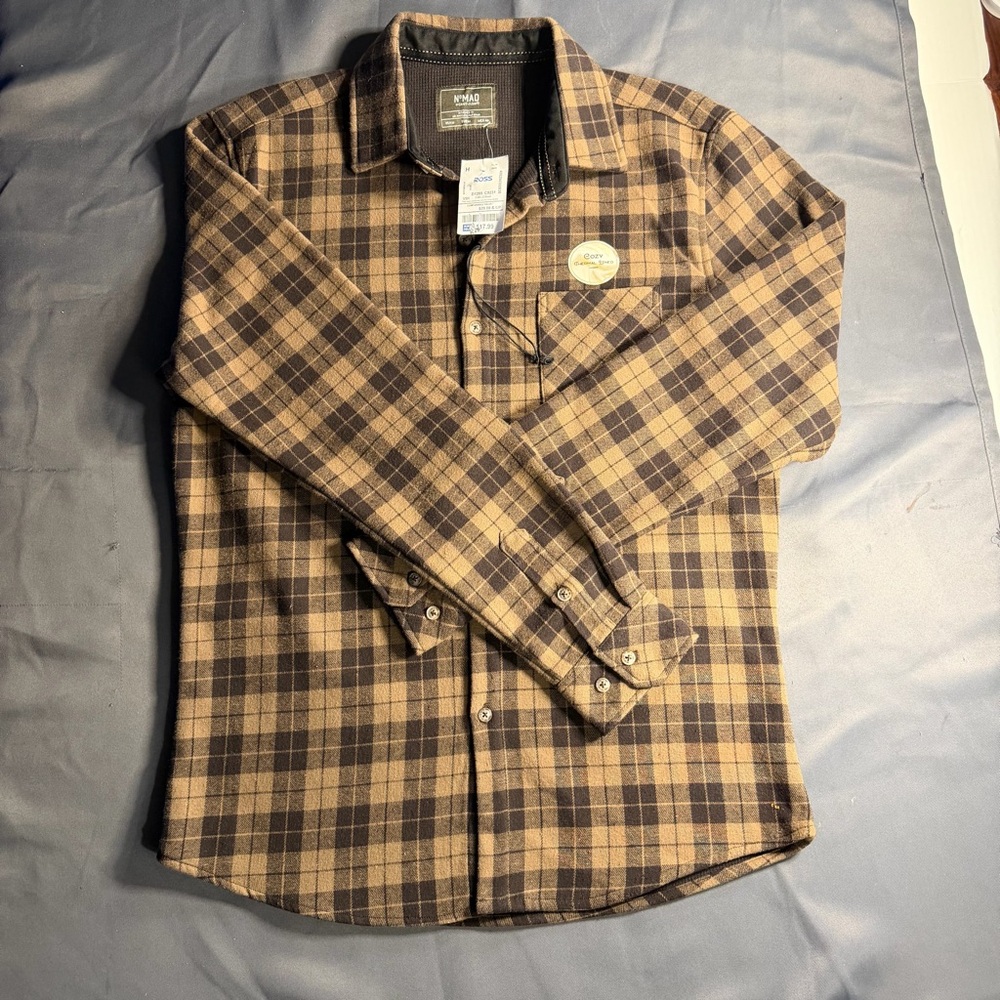 Nomad Brown & Black Checkered Thermal-Lined Button-Down Shirt – Size Medium NWT